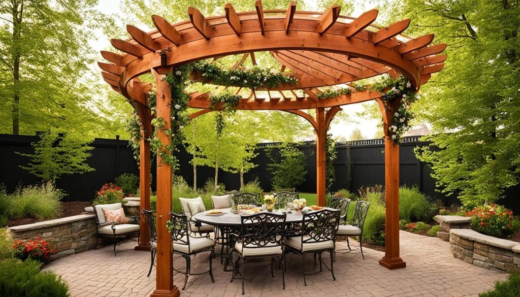 Variety of outdoor structures including pavilion, pergola, arbor, and cabana Variety of outdoor structures including pavilion, pergola, arbor, and cabana